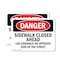 Signmission Sidewalk Closed Ahead Use Sidewalk On Opposite Danger Sign, Plastic, 10in W x 7in L, 2PK OS-2PACK-DS-P-710-L-2161 - alternate 1